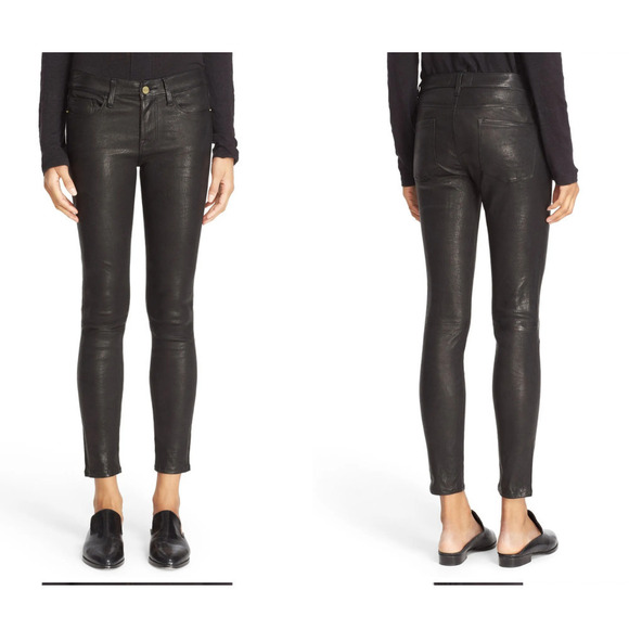 Frame Atelier Le Skinny De Jeanne Leather Pant in Washed Black - Size 26 - Picture 2 of 15